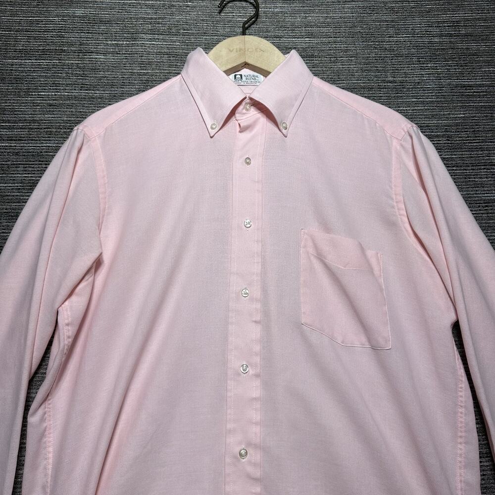 Bullock's Shirt Mens 16 Pink Long Sleeve Button Natrual Blend Single Needle 80's